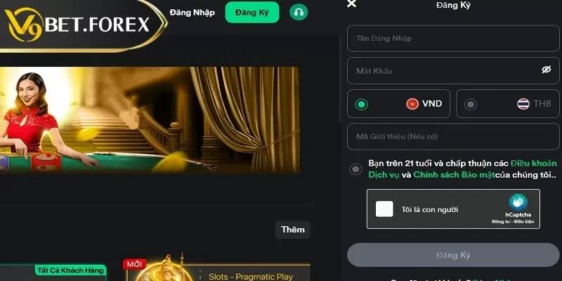 Thực hiện quá trình đăng ký tài khoản V9BET